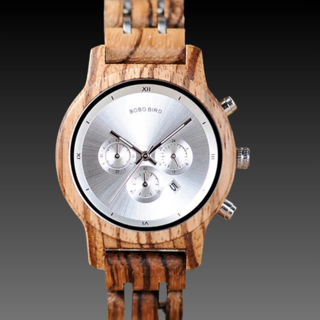 Bobo Bird Luxury Wooden Watch for Women – Multi-Function Quartz Chronograph with Eco-Friendly Wood Strap & 30M Waterproof Design