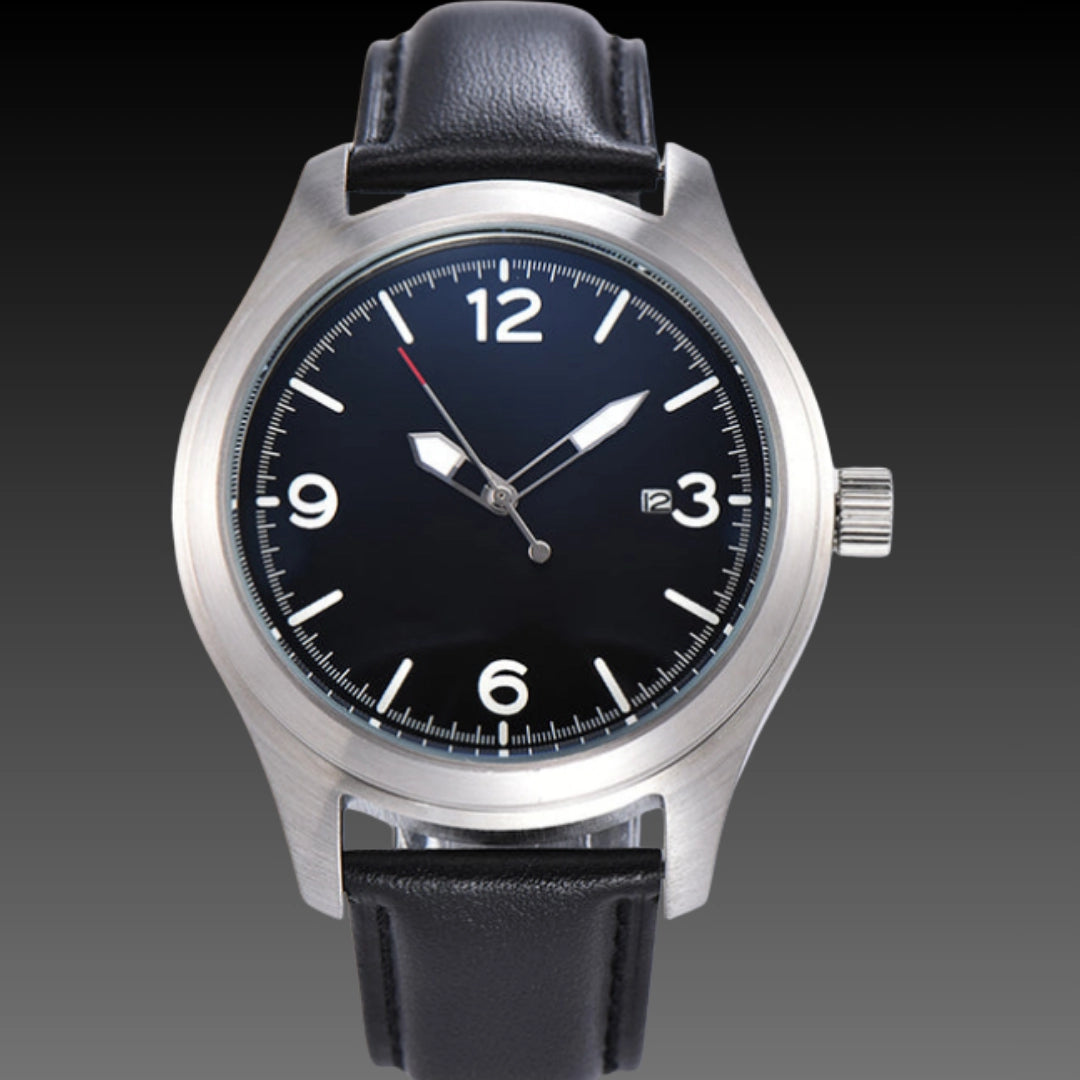 Men's Automatic Mechanical Luxury Watch – Stainless Steel Skeleton Case with Genuine Leather Strap