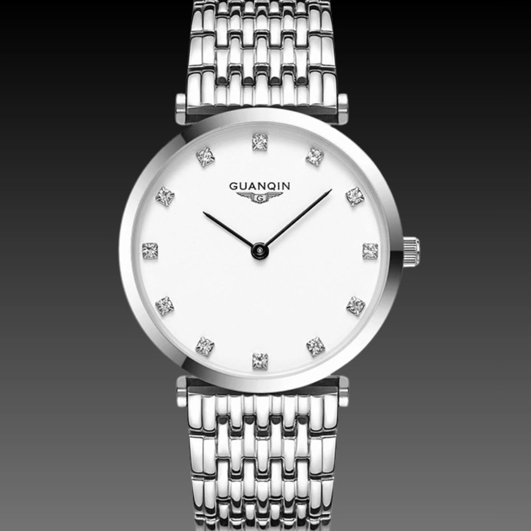Exquisite Ladies Waterproof Watch – Ultra-Slim 6mm Quartz with Diamond & Roman Dial Options