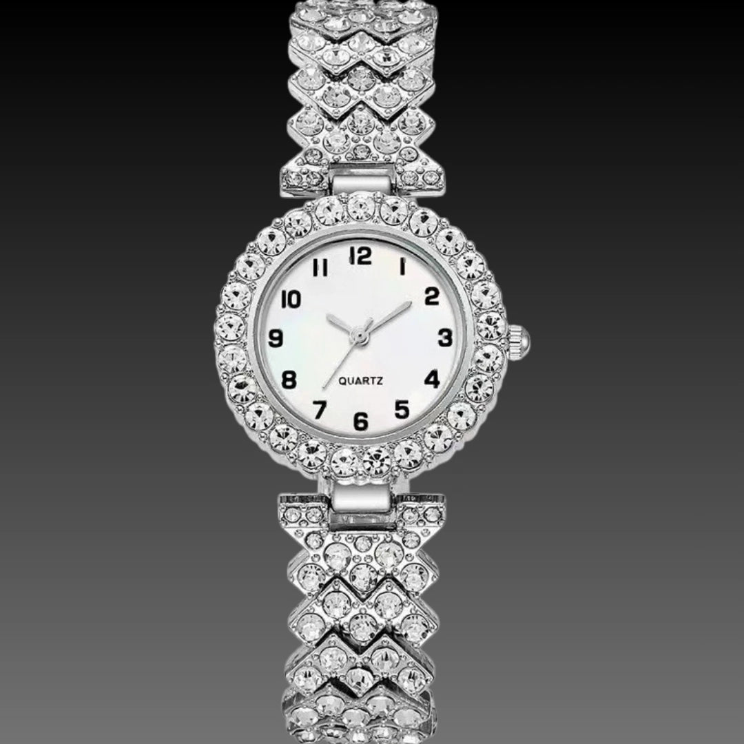 Women's 2-Piece Crystal Watch & Bracelet Set | Quartz Analog | Luxury Gift for Her