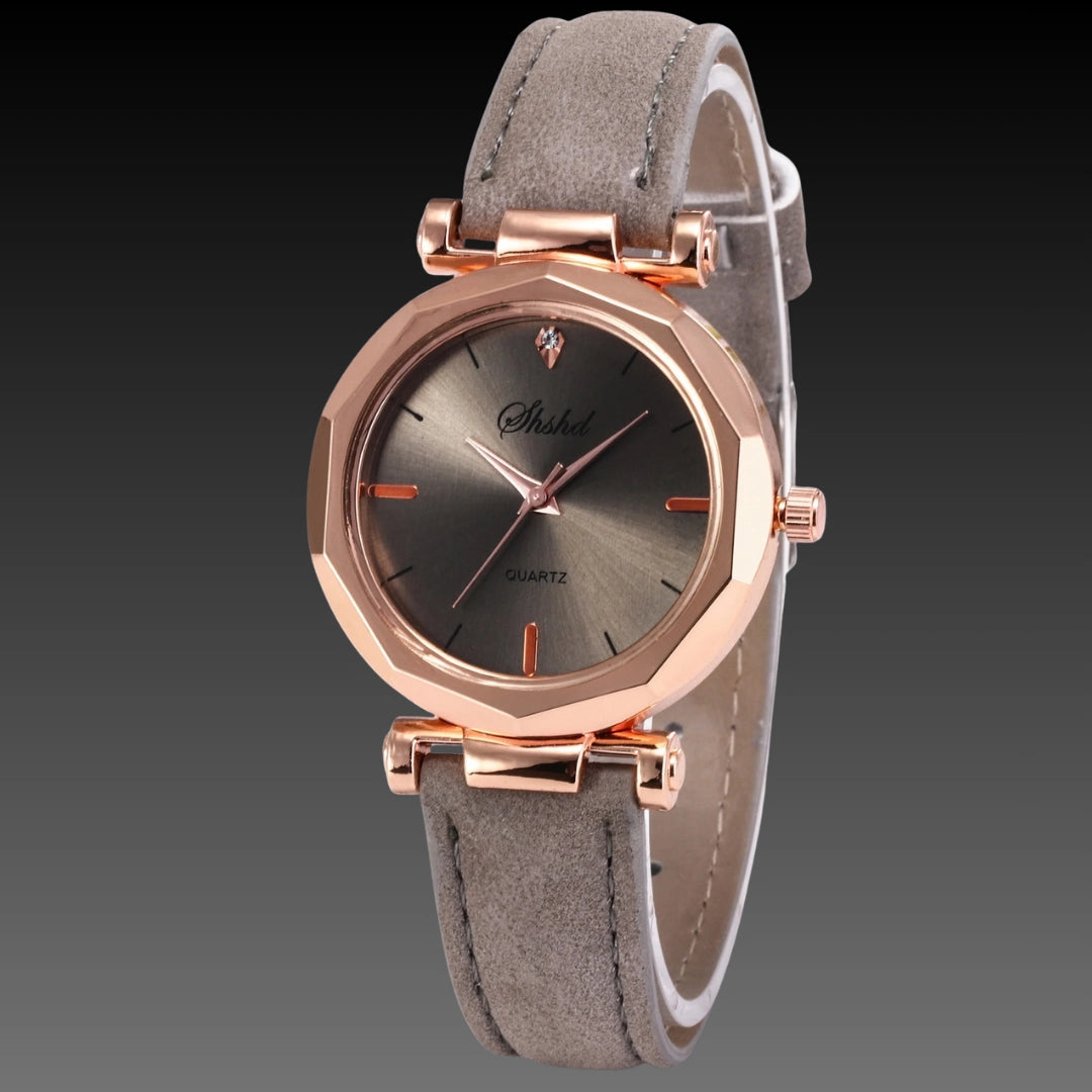Viral Prism Glass Watch: 30mm Diamond-Cut Face | Frosted Matte Strap | Rose Gold Accents