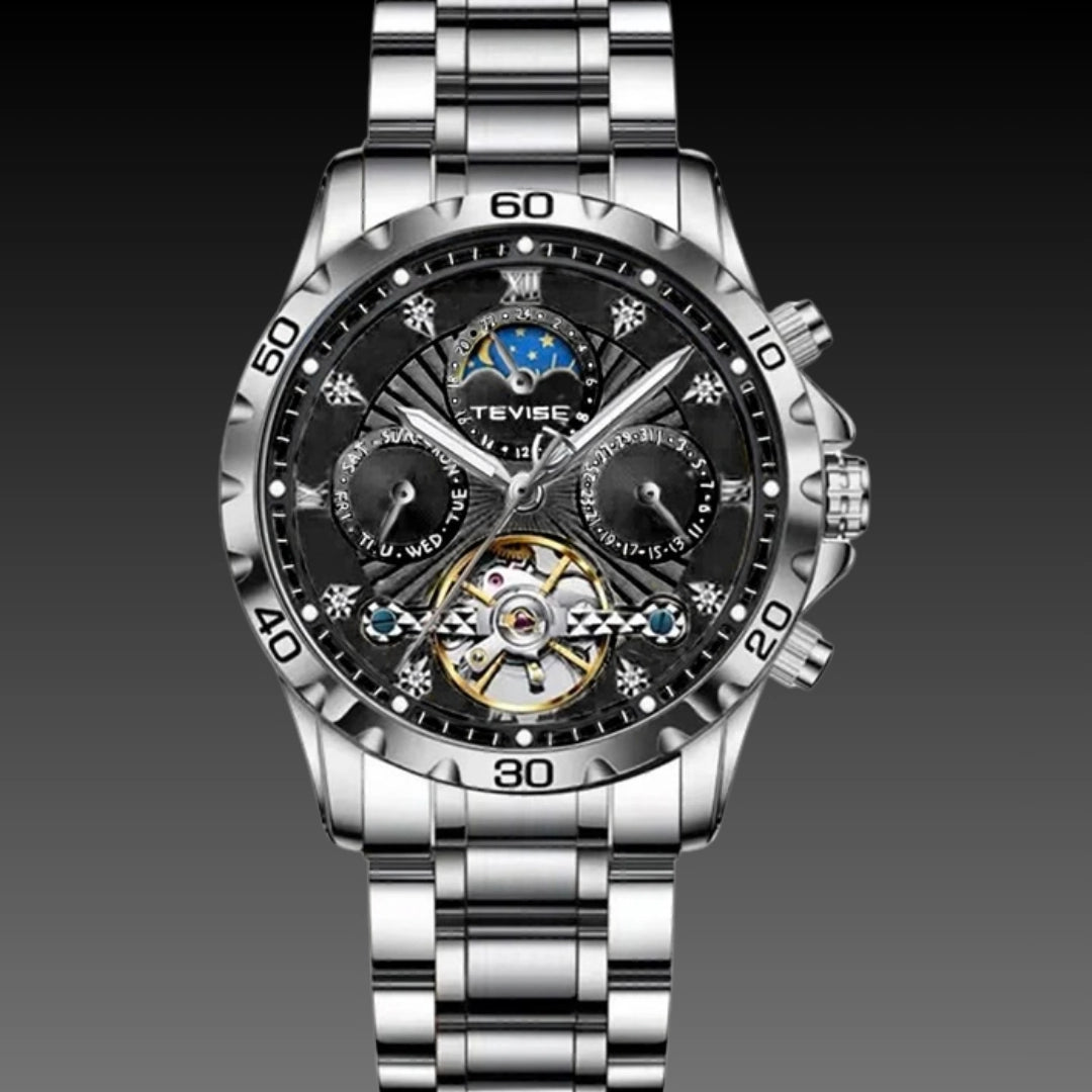Fashion Business Men's Waterproof Tourbillon Steel Belt Mechanical Watch