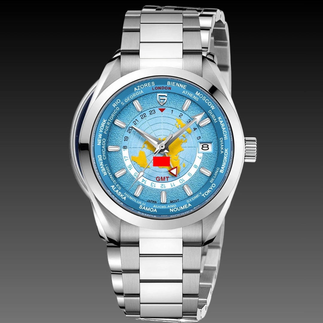 Men's GMT Mechanical Watch – Sapphire Crystal Dual Time Zone Luminous Automatic