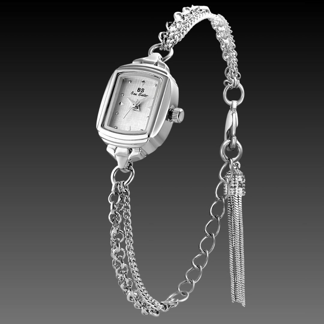 Luxury Minority Square Watch: Light Blue Dial | 7mm Ultra-Slim | Retro Silver & Gold Edition