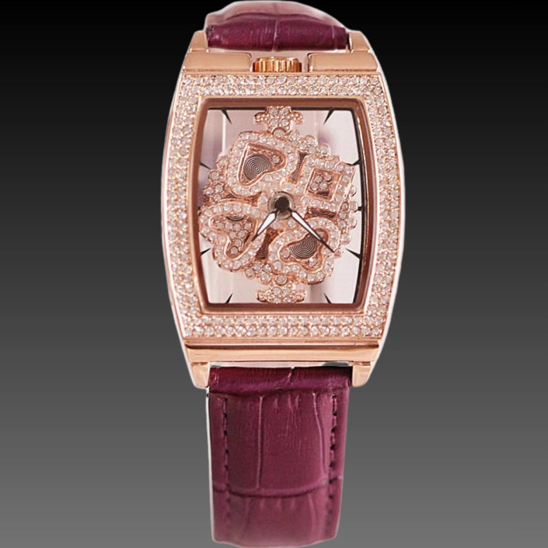 Floral Diamond Ladies Watch: 33mm Relief Dial | Crystal Indices | Magnetic & Leather Options