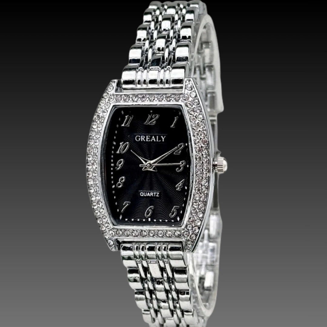 Luxury Diamond Barrel Watch: 30mm Tonneau Case | 10mm Thickness | Iced-Out Metal Bracelet