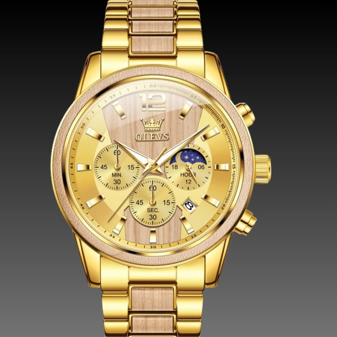 Men's L3645 Six-Hand Quartz Watch – 30M Waterproof Stainless Steel Chronograph with Calendar