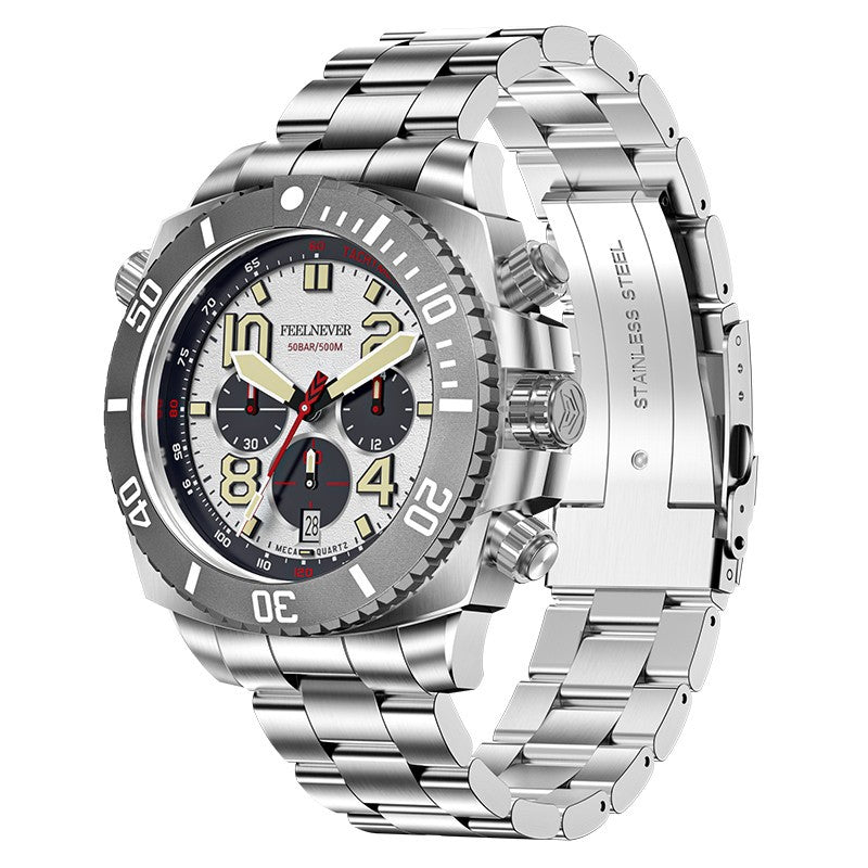 Men's 48mm "Deep Dive" Chronograph: 500M Waterproof | Meca-Quartz | Sapphire