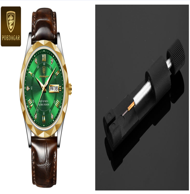 Men's Oversized Leather Watch | 47mm Big Face Chronograph Style | Luxury Quartz