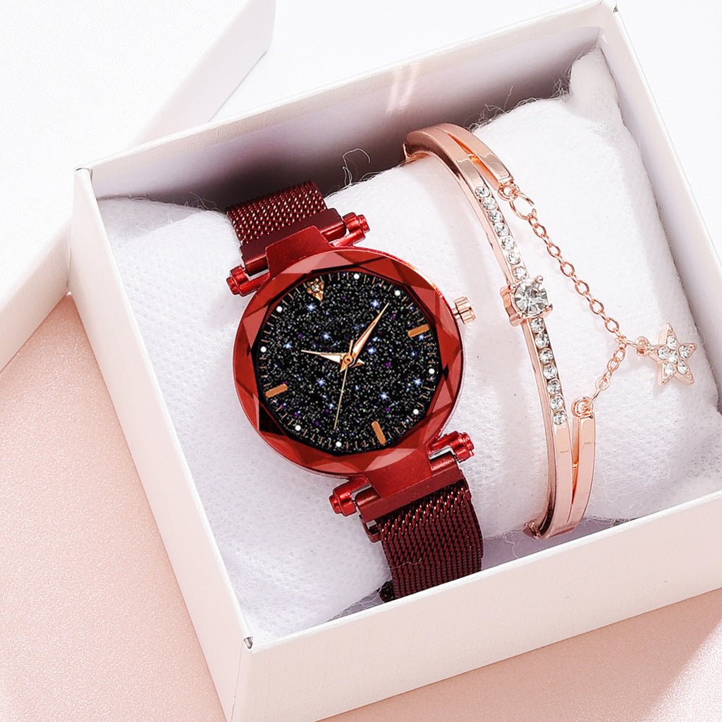 Ladies Magnetite Starry Sky Watch – Ultra-Slim Magnetic Mesh Quartz with Shimmering Dial