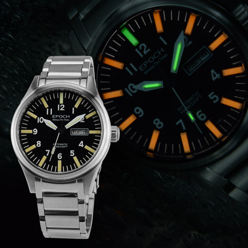 Men's 43mm Automatic Mechanical Watch | Rainbow Light Tube | Steel Case