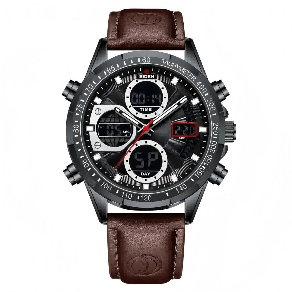 Mens Sports PU Leather Belt Quartz Watch