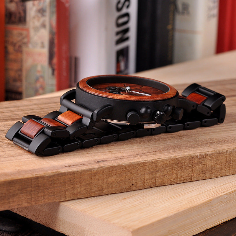 Men's BOBO BIRD 44mm Wooden Chronograph Watch | Natural Wood