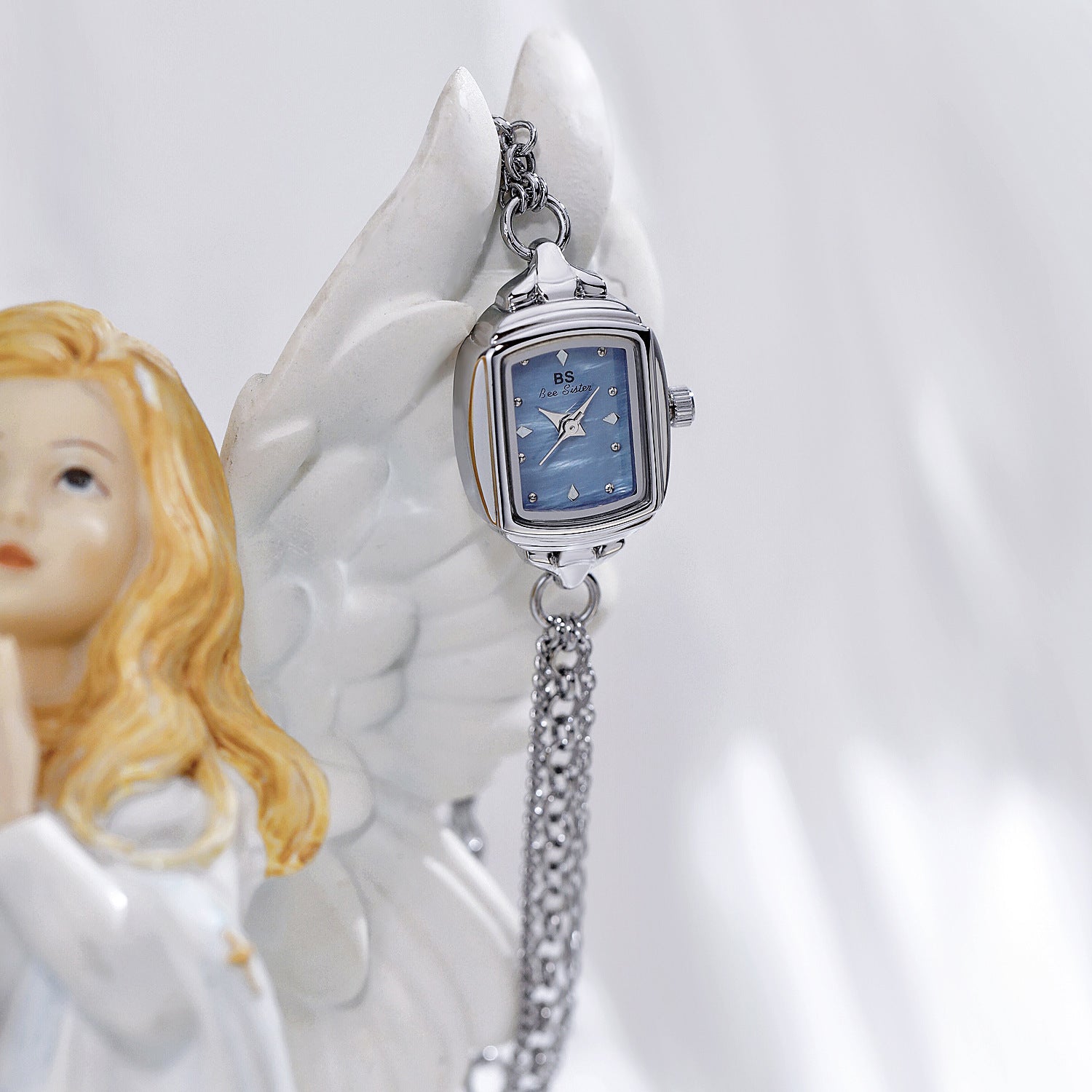 Luxury Minority Square Watch: Light Blue Dial | 7mm Ultra-Slim | Retro Silver & Gold Edition