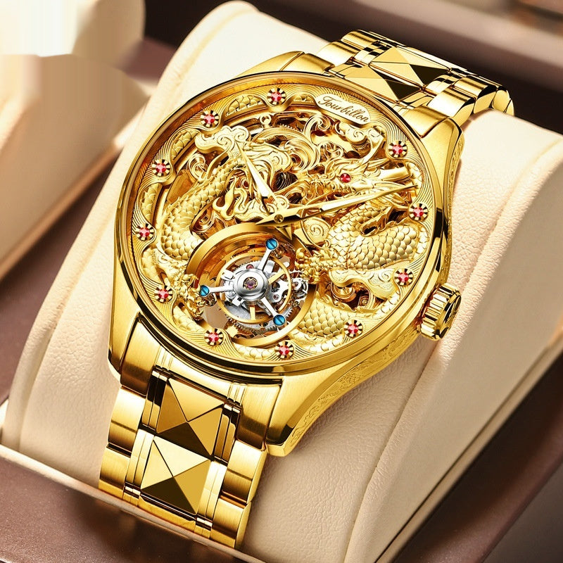 Men's Skeleton Mechanical Watch – Hollowed-Out Design with Stainless Steel Strap & Waterproof Build
