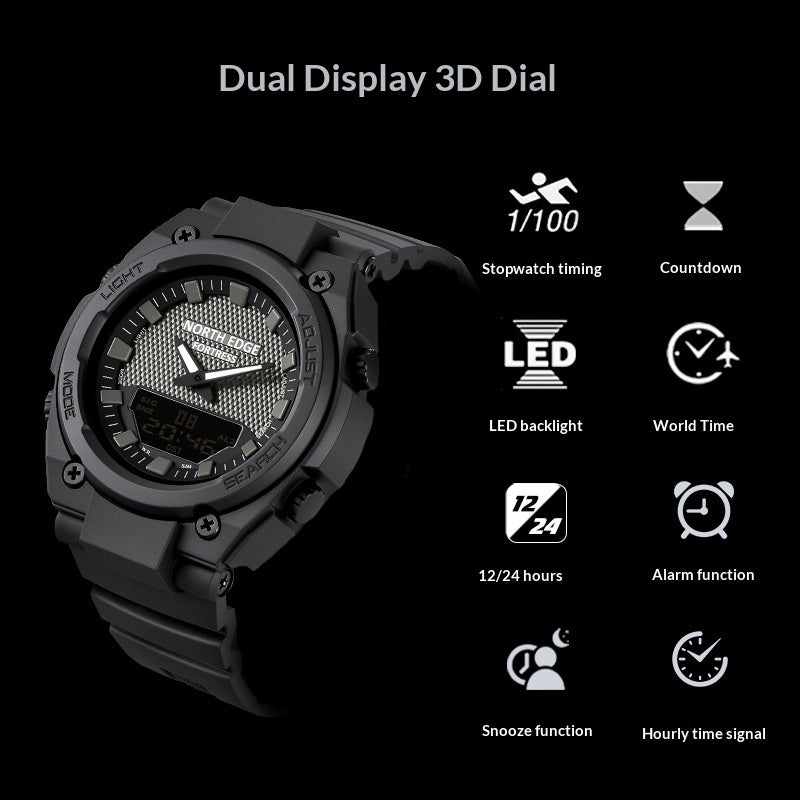 Dual-display Multi-function Luminous Quartz Watch For Students