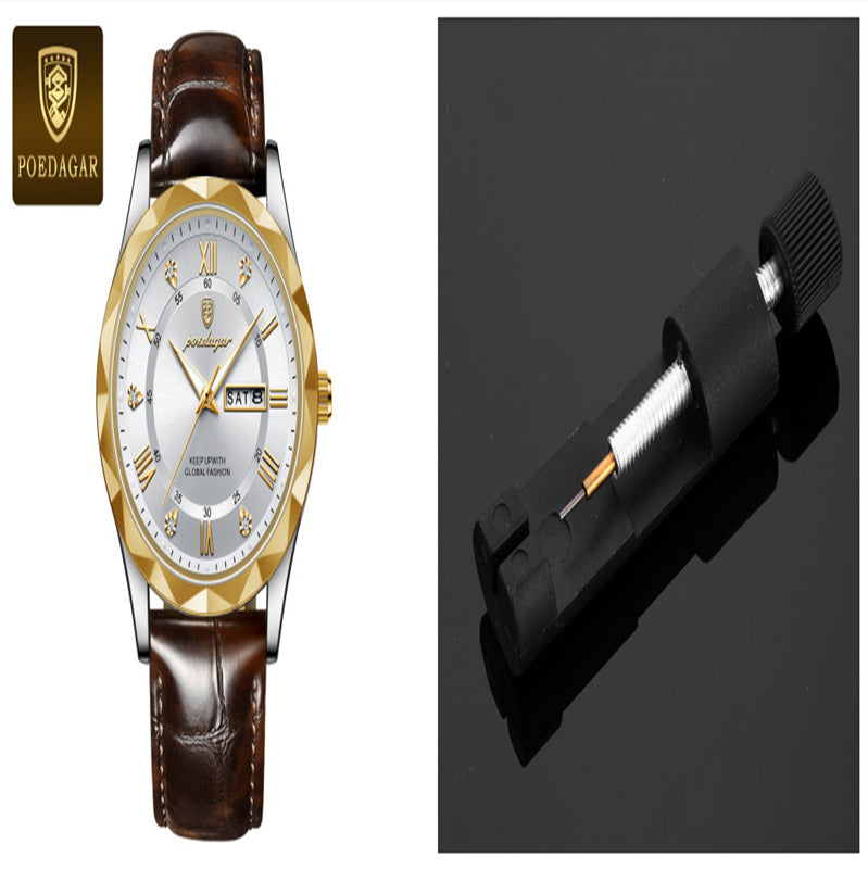 Men's Oversized Leather Watch | 47mm Big Face Chronograph Style | Luxury Quartz