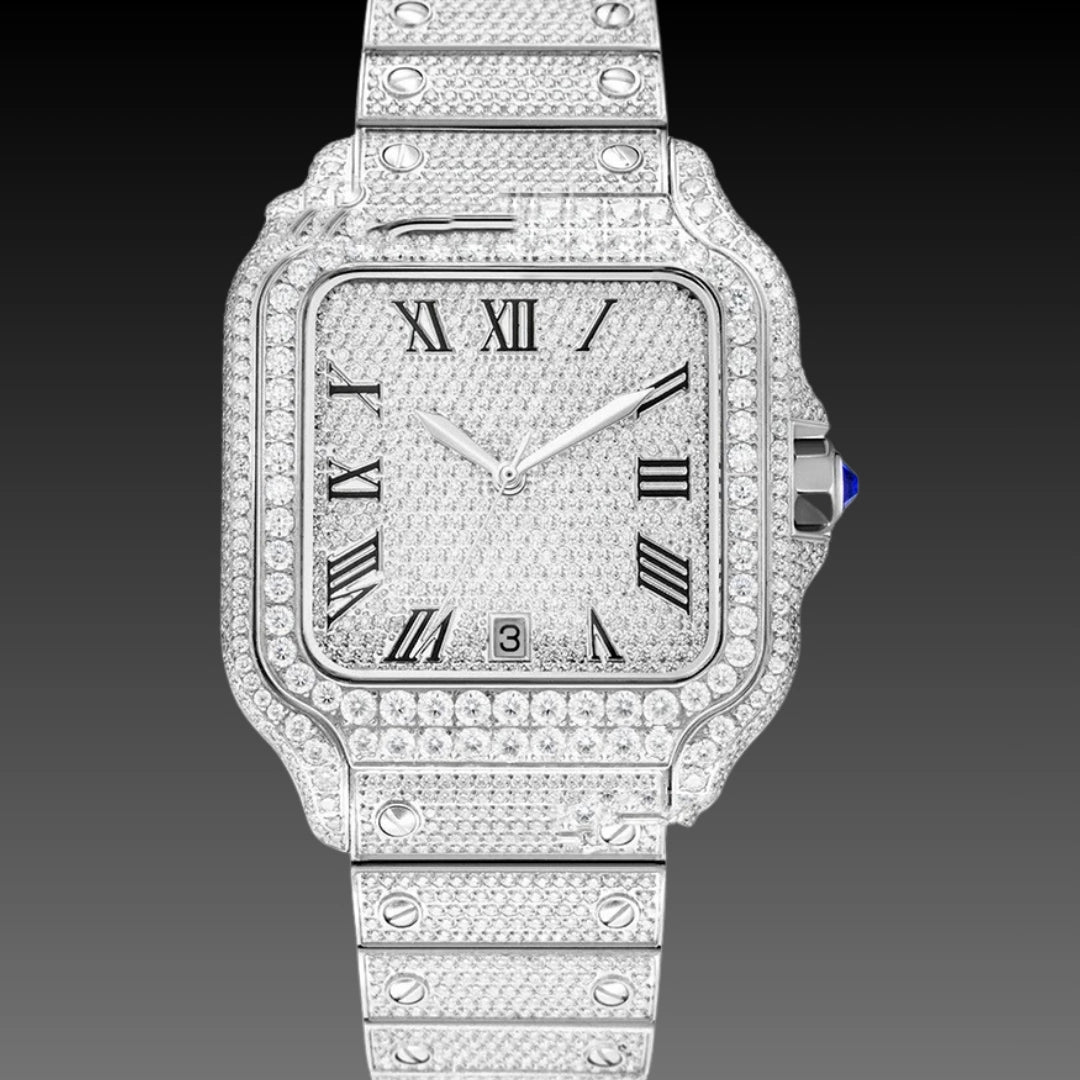 Clarity Moissanite Watch Men's Stainless Steel