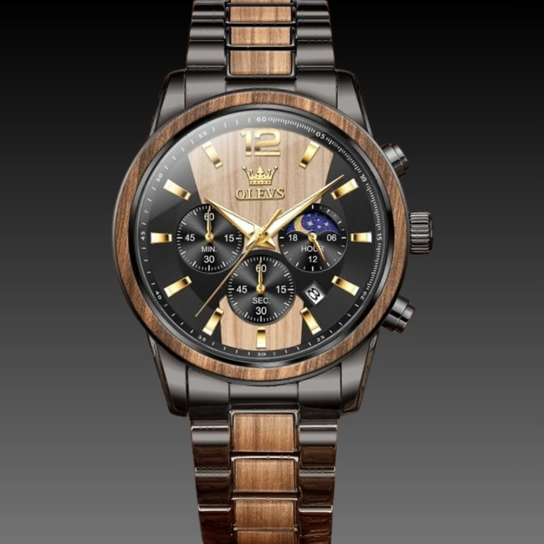 Men's L3645 Six-Hand Quartz Watch – 30M Waterproof Stainless Steel Chronograph with Calendar