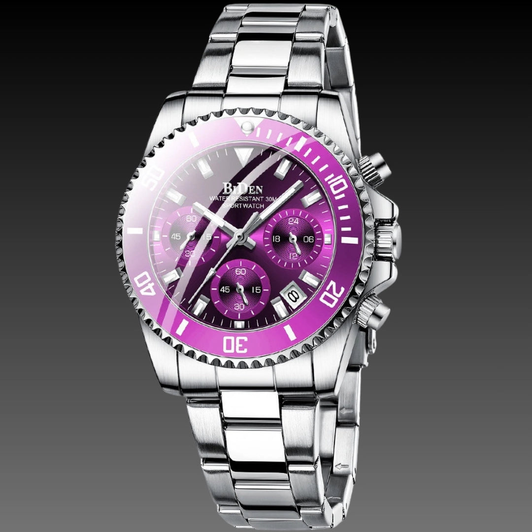Ladies Sport-Luxe Chronograph: 38.5mm Industrial Bezel | Functional Sub-Dials | Luminous