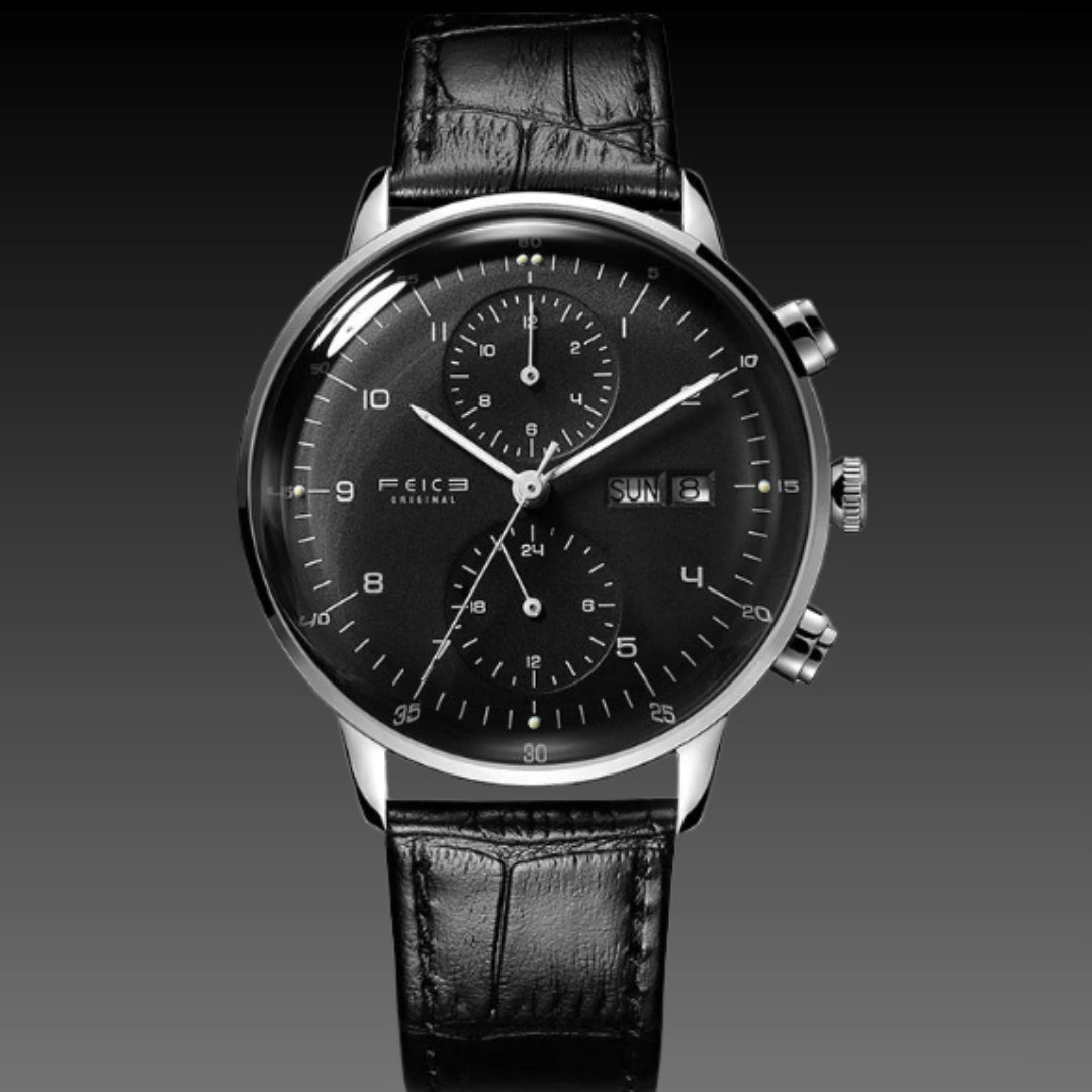 FM121 Bauhaus Automatic Mechanical Watch – Luminous Minimalist Design with Domed Glass & Exhibition Back