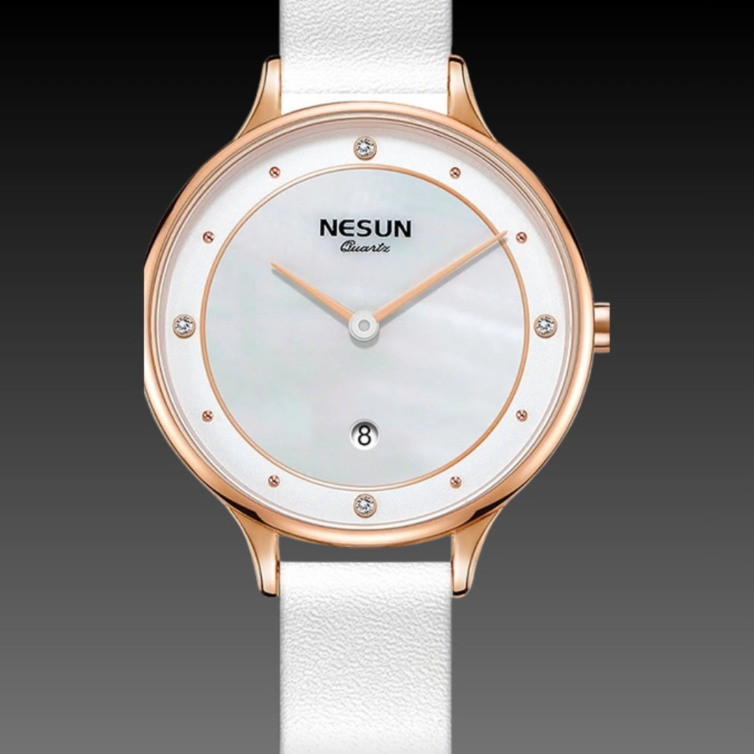 Ladies Fashion Simple Quartz Watch – Ultra-Slim 32mm Stainless Steel Wristwatch with Waterproof Design