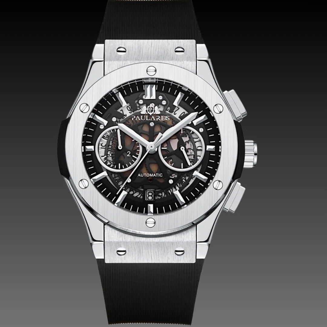 Multifunctional Rubber-Strap Quartz Stopwatch Mens Watch