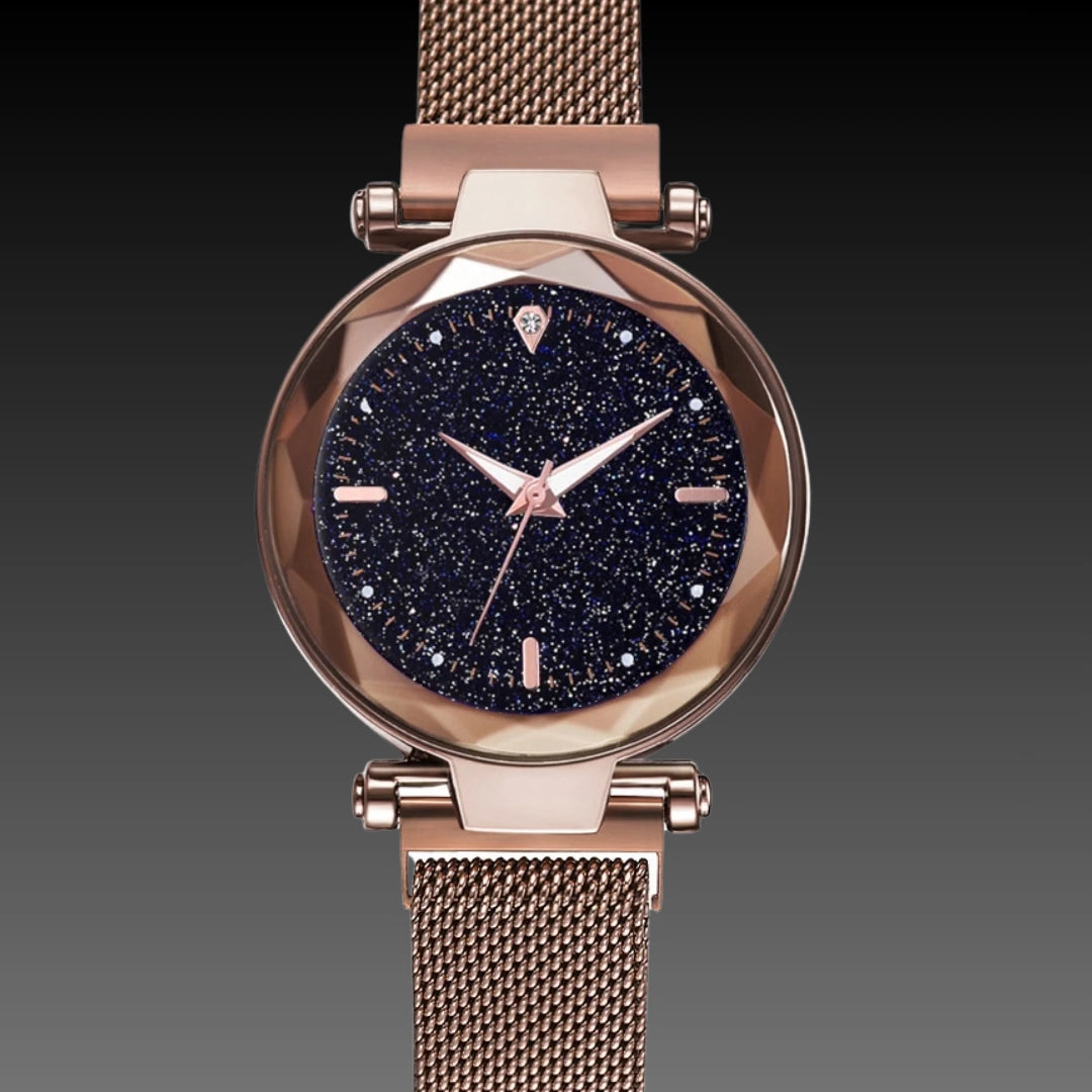 Ladies Magnetite Starry Sky Watch – Ultra-Slim Magnetic Mesh Quartz with Shimmering Dial