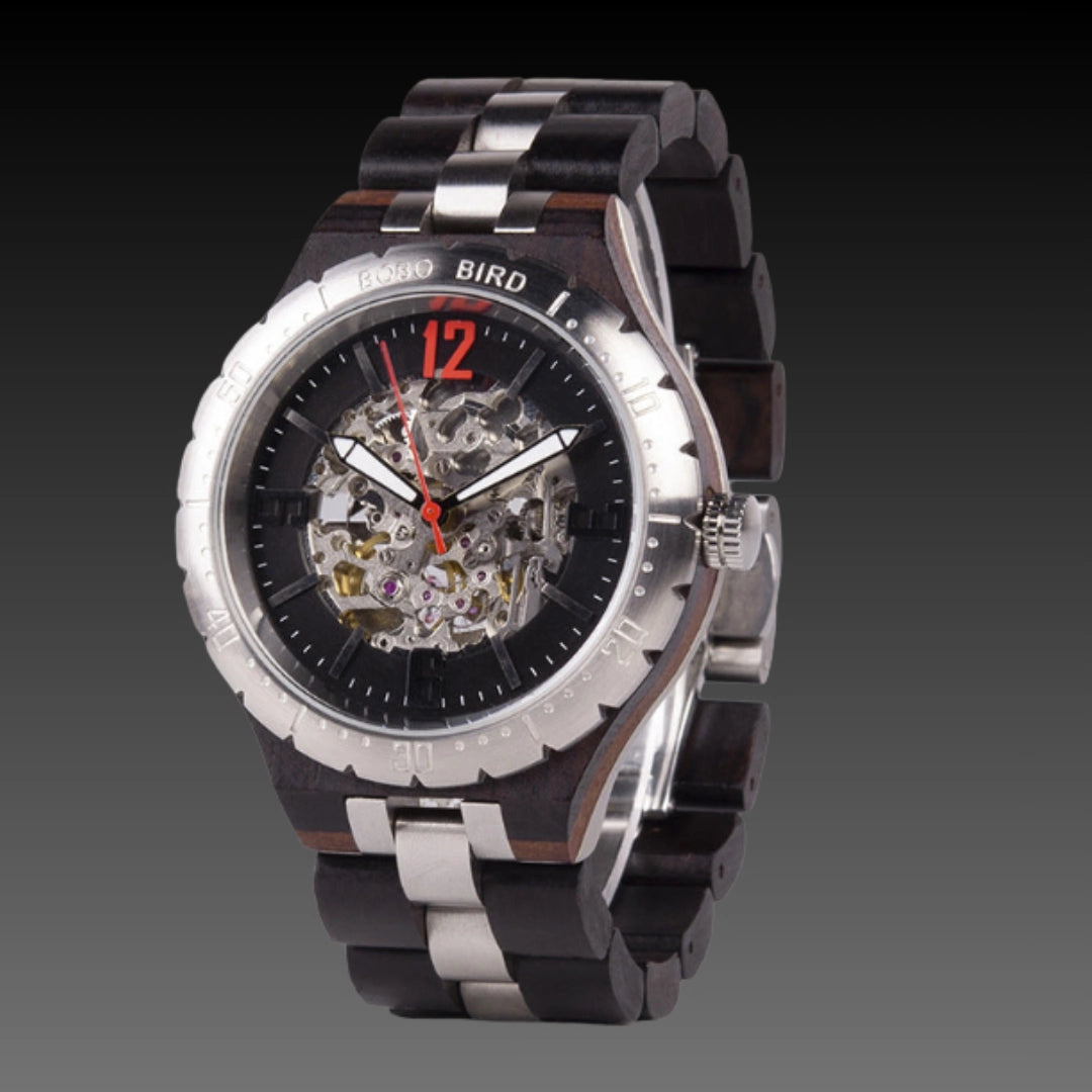 Men's Handcrafted Wooden Quartz Watch – Eco-Luxury Chronograph Style with Date Display