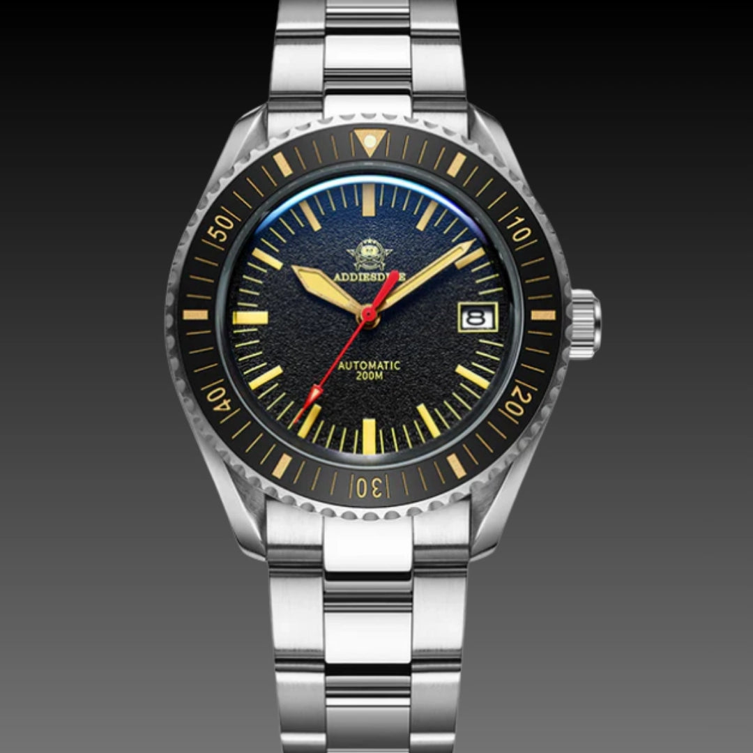 Addiesdive 40mm Vintage Automatic: 200M Diver | Textured Sand Dial | AR Coated Glass