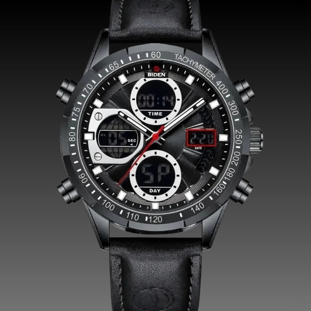 Mens Sports PU Leather Belt Quartz Watch