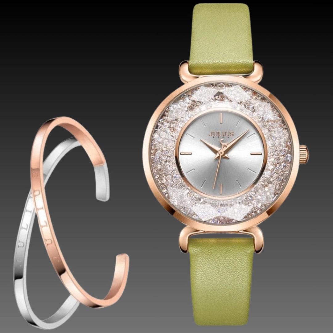 Vintage Forest Leather Watch: 42mm Statement Dial | 10mm Thickness | Nature-Inspired Quartz