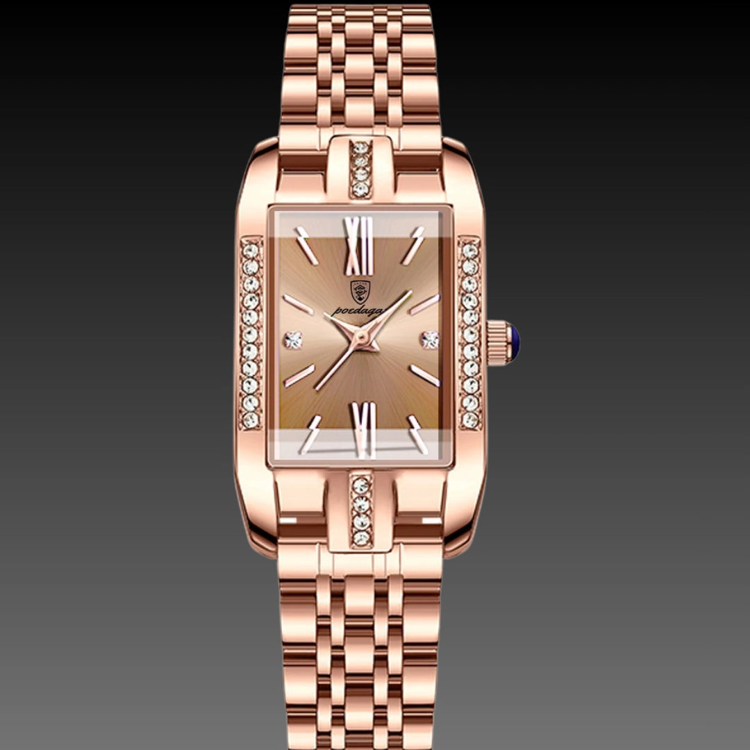 Luxury Waterproof Ladies Quartz Watch: 30mm Rectangular Dial | 6mm Ultra-Slim | 50M Water Resistant