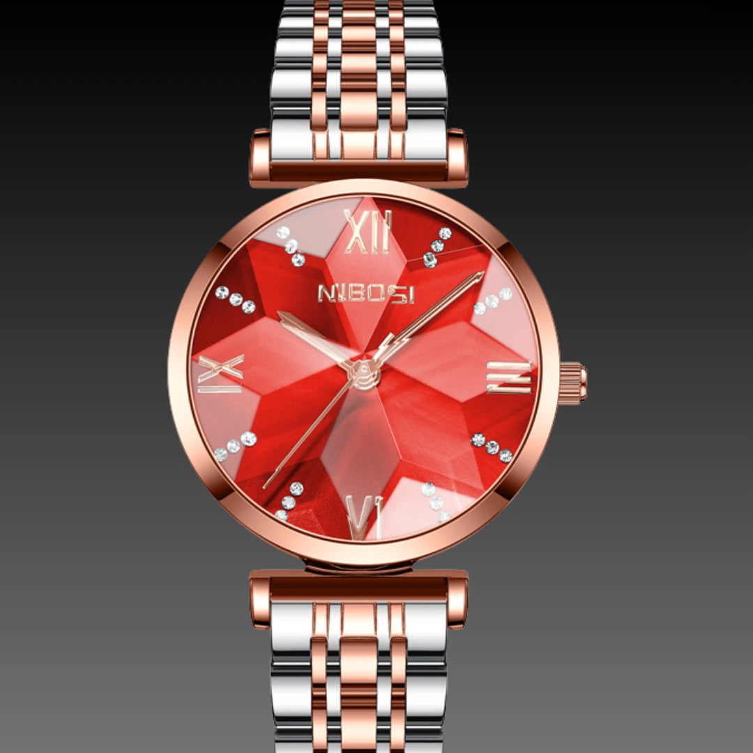 Ladies Fashion Galvanized Steel Watch – Multifunction Quartz with Luminous Dial & Chronograph