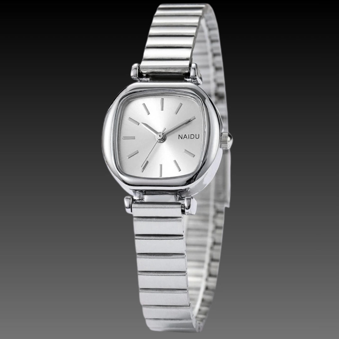Luxury Small Square Watch: Fashion Simple Steel Belt | Retro Elegant Ladies Quartz | 28mm Case