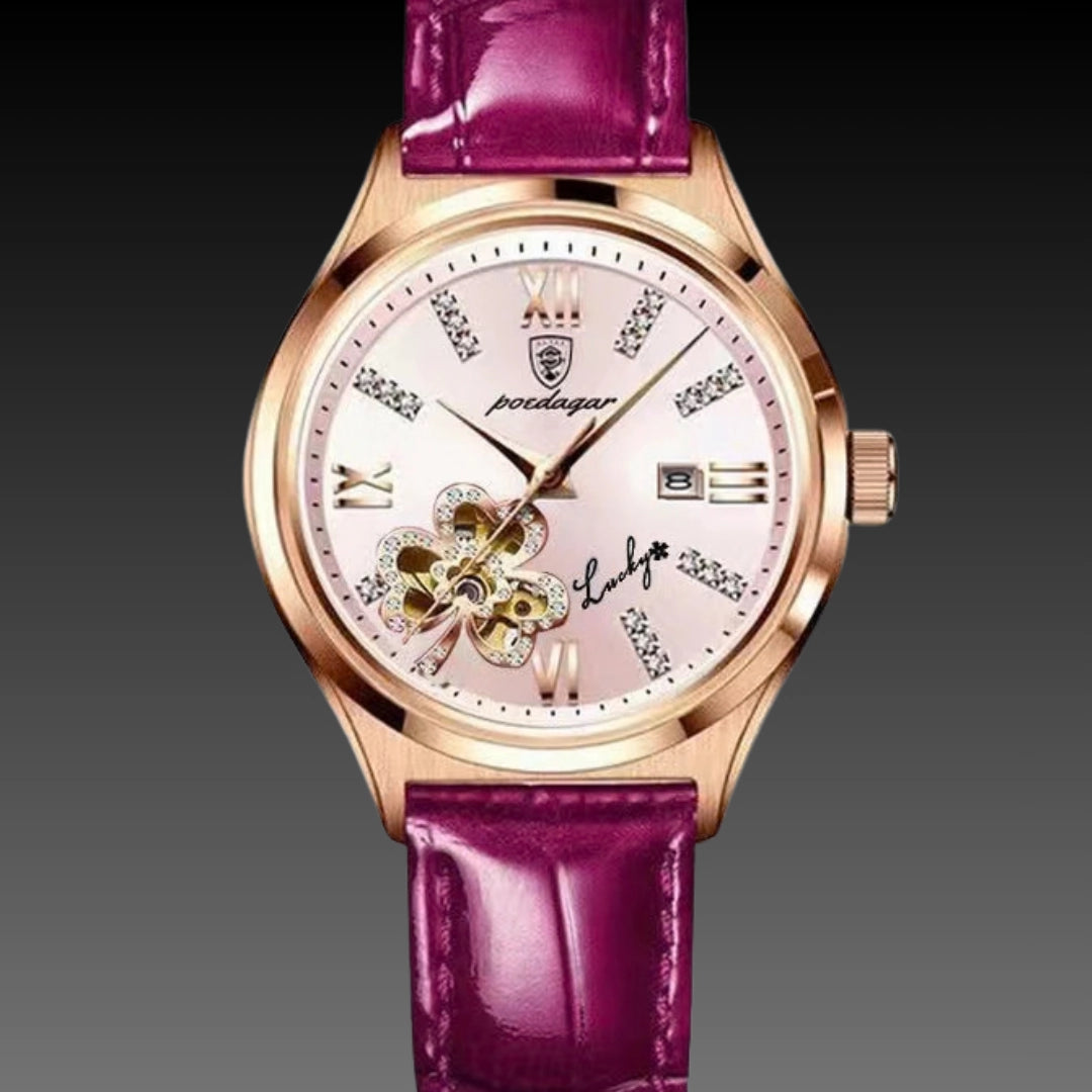 Luxury Waterproof Ladies Calendar Watch: 32mm Luminous Dial | 6mm Ultra-Slim Quartz | Rose Gold