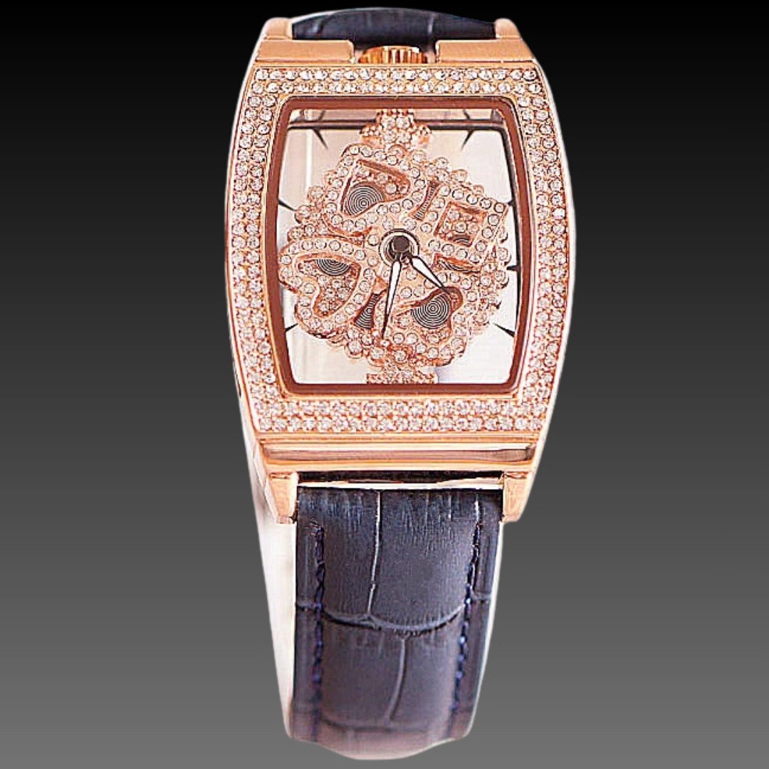 Floral Diamond Ladies Watch: 33mm Relief Dial | Crystal Indices | Magnetic & Leather Options