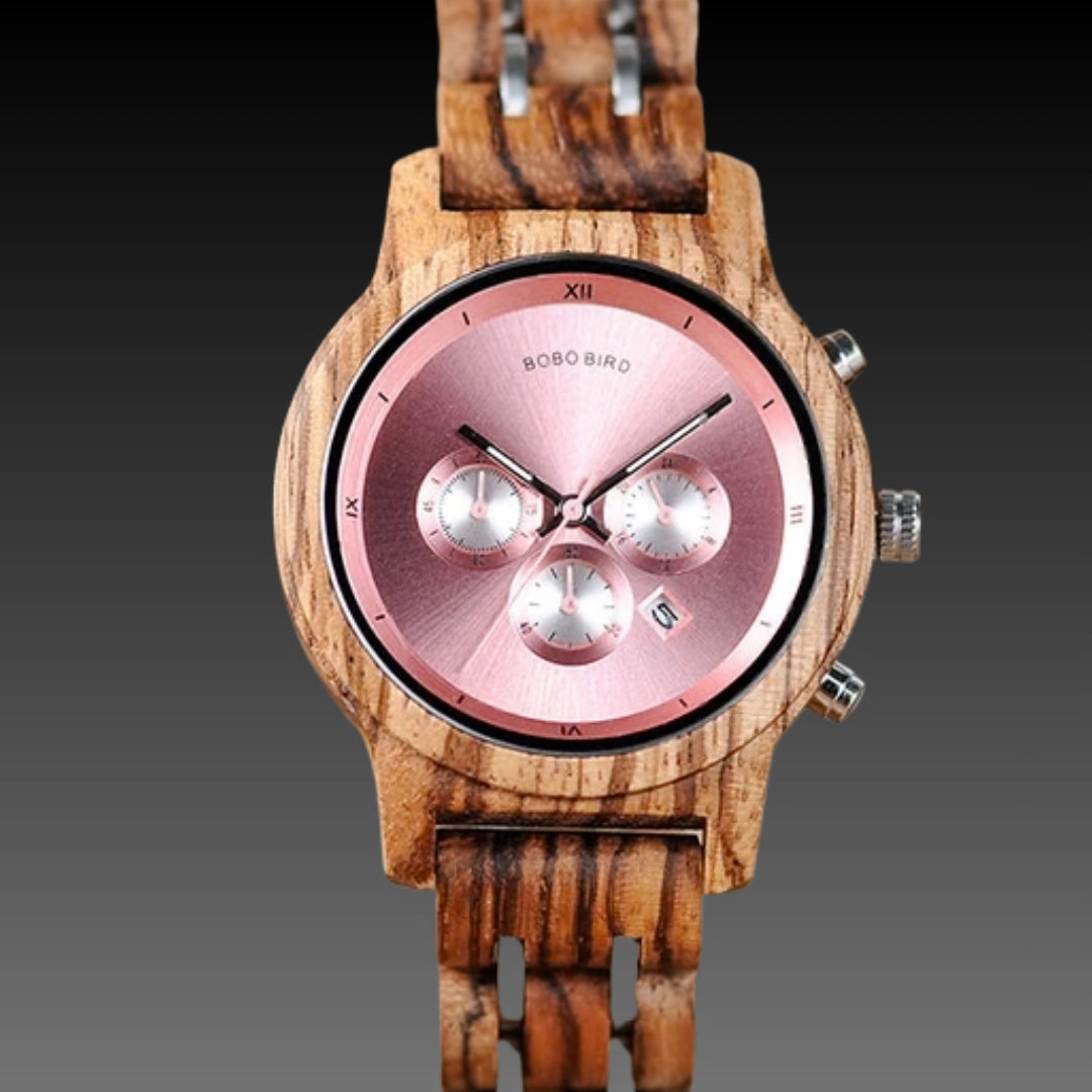 Bobo Bird Luxury Wooden Watch for Women – Multi-Function Quartz Chronograph with Eco-Friendly Wood Strap & 30M Waterproof Design