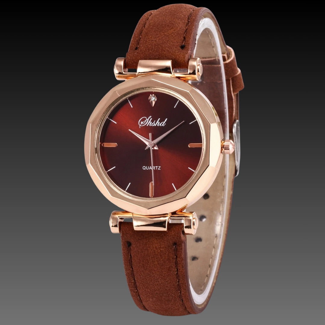 Viral Prism Glass Watch: 30mm Diamond-Cut Face | Frosted Matte Strap | Rose Gold Accents