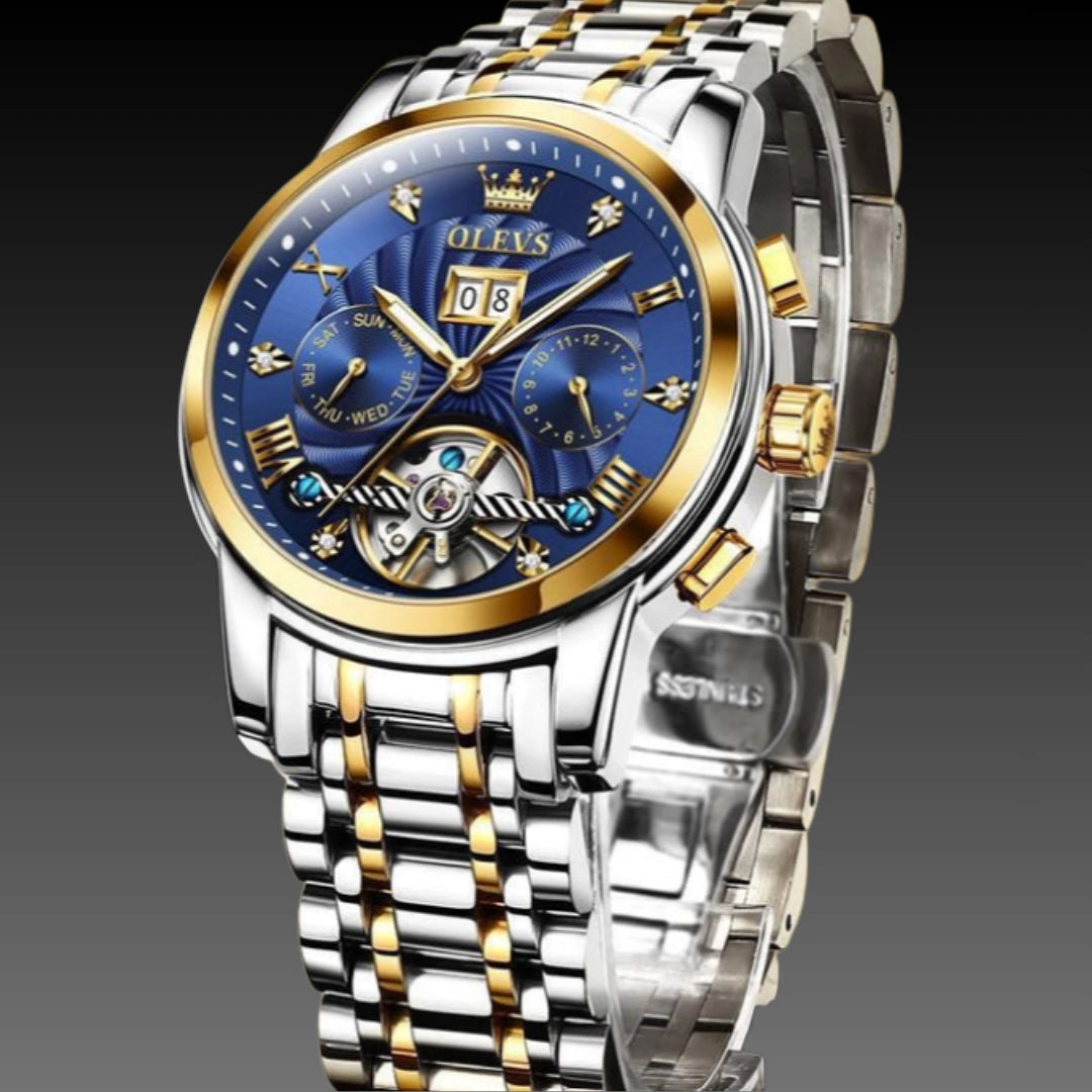 Men's Multifunction Automatic Watch – 41mm x 13mm Steel Business Timepiece