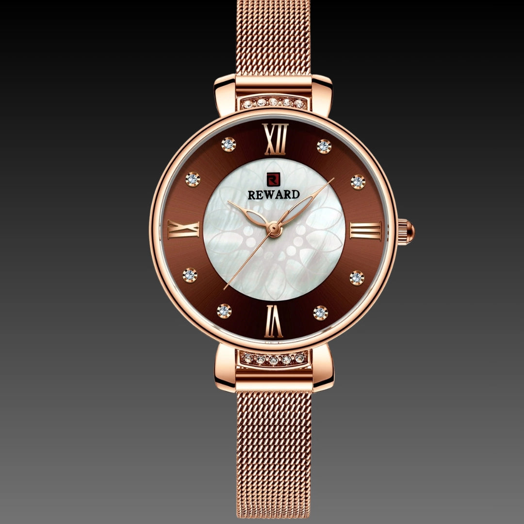 Milanese Mesh Ladies Watch: 33mm Textured Dial | Slim 10mm Steel Strap | Roman Numerals