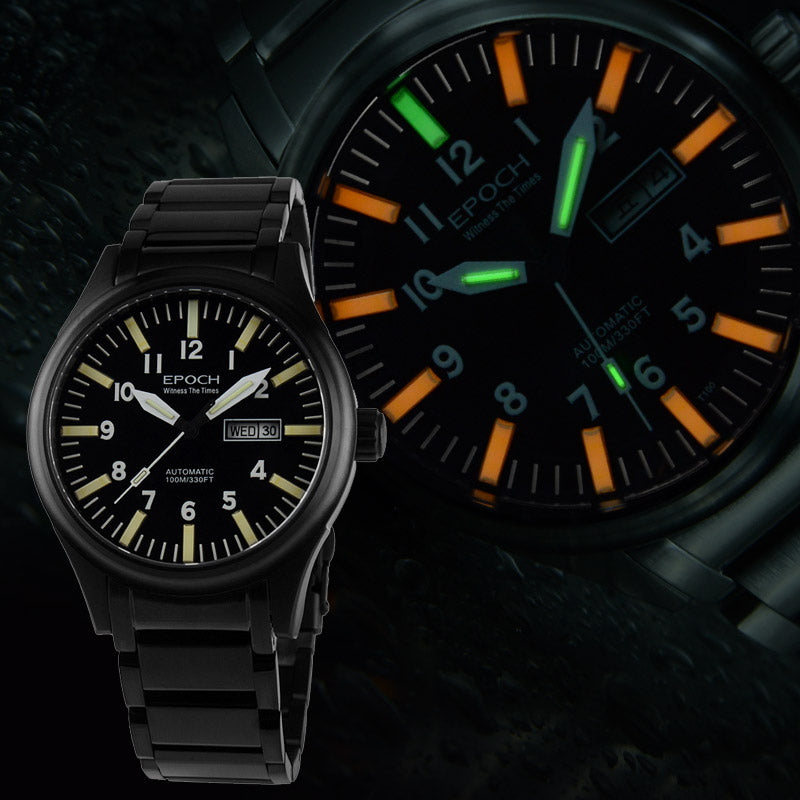 Men's 43mm Automatic Mechanical Watch | Rainbow Light Tube | Steel Case
