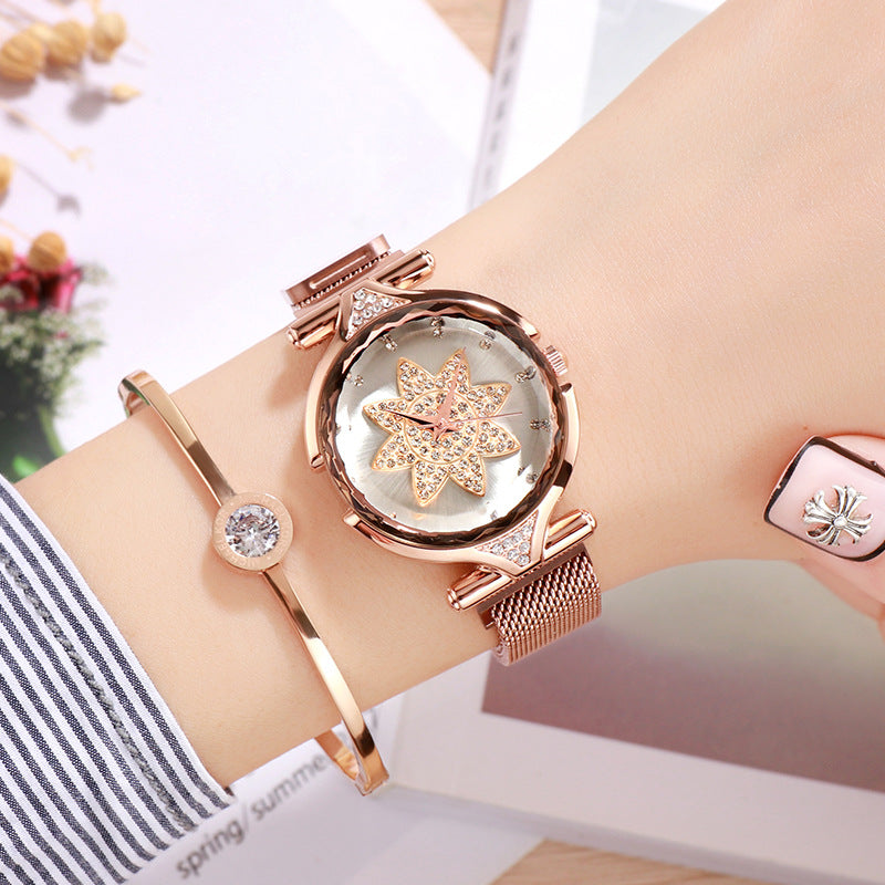 Magnetic "Lazy" Mesh Watch: 37mm Starry Dial | Effortless Magnetic Clasp | Korean Style