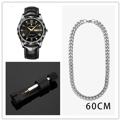 Men's Oversized Leather Watch | 47mm Big Face Chronograph Style | Luxury Quartz