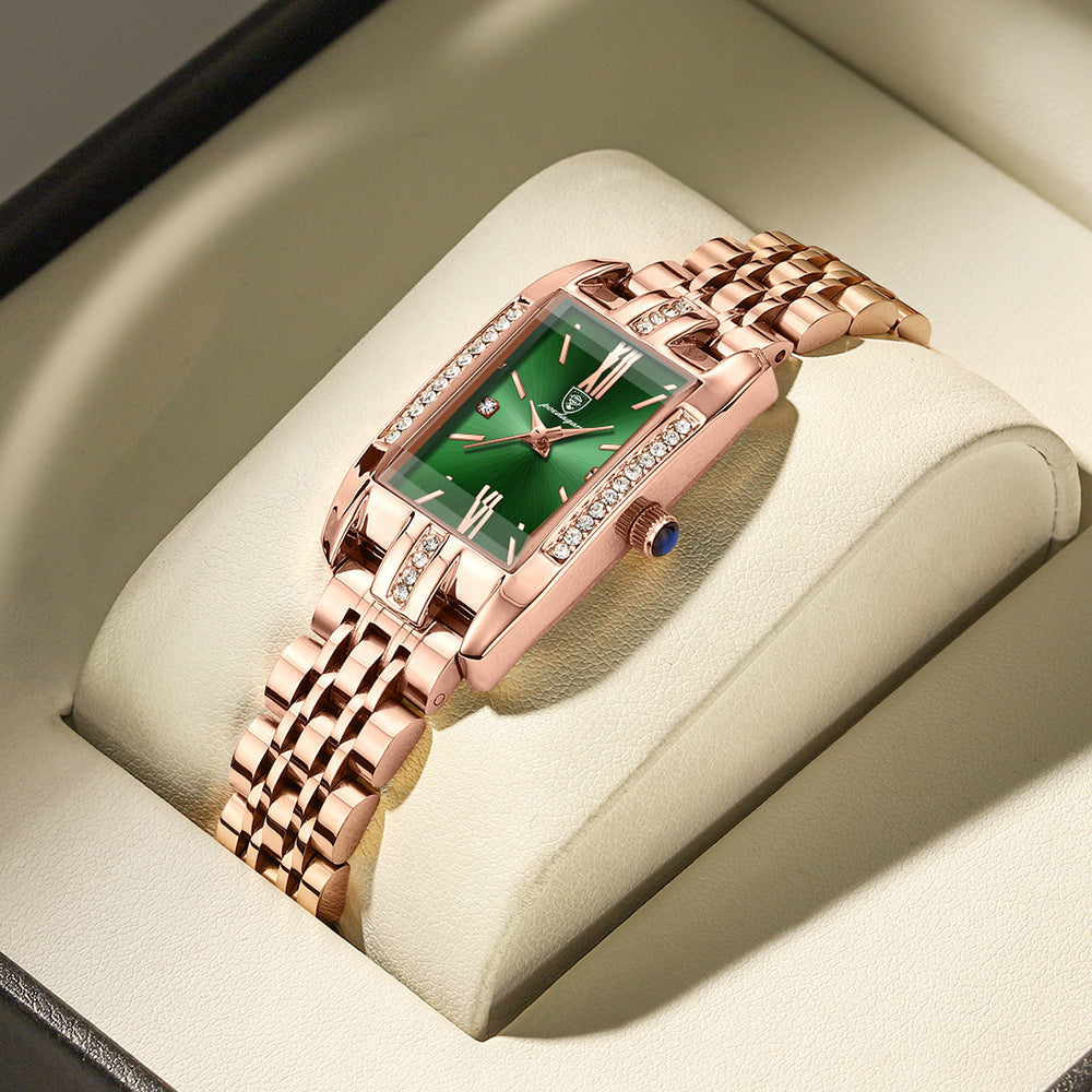 Luxury Waterproof Ladies Quartz Watch: 30mm Rectangular Dial | 6mm Ultra-Slim | 50M Water Resistant