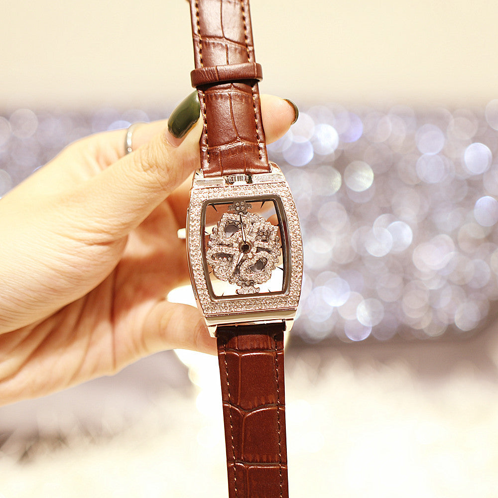 Floral Diamond Ladies Watch: 33mm Relief Dial | Crystal Indices | Magnetic & Leather Options