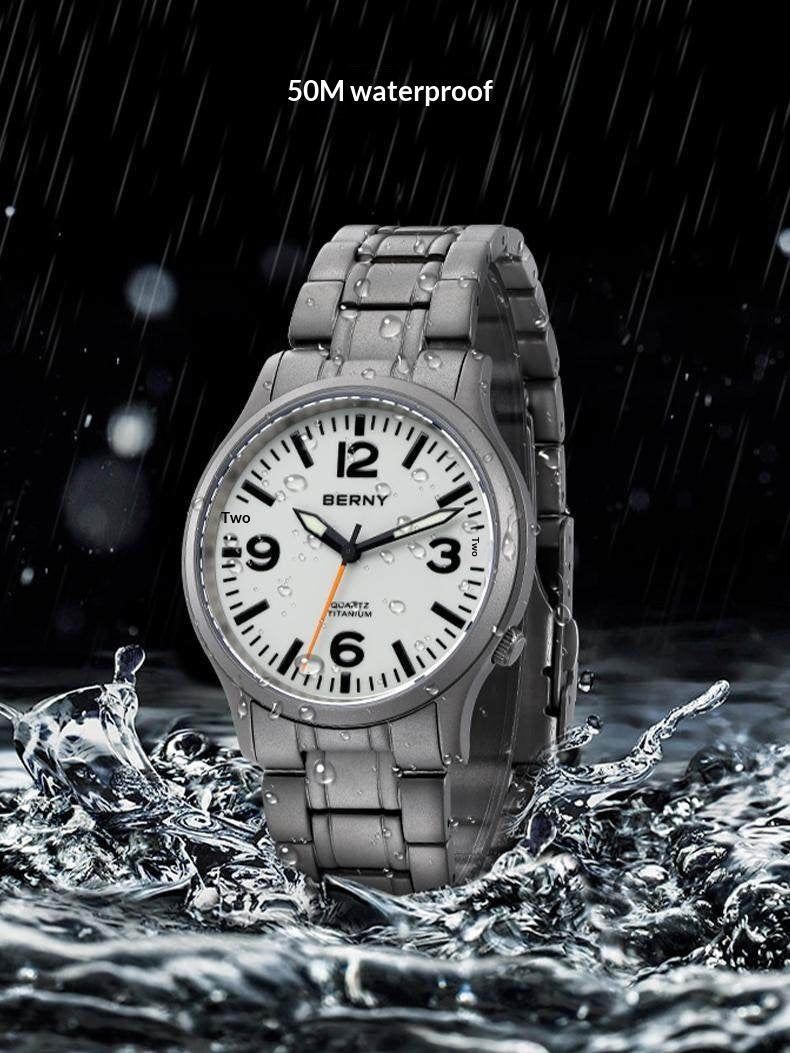Bernie Mens Waterproof Highly Luminous Titanium Alloy Quartz Watch