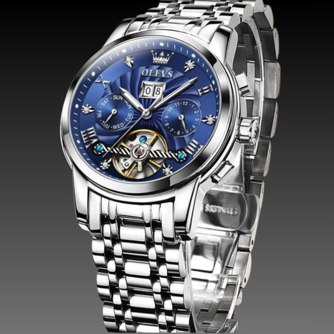Men's Multifunction Automatic Watch – 41mm x 13mm Steel Business Timepiece