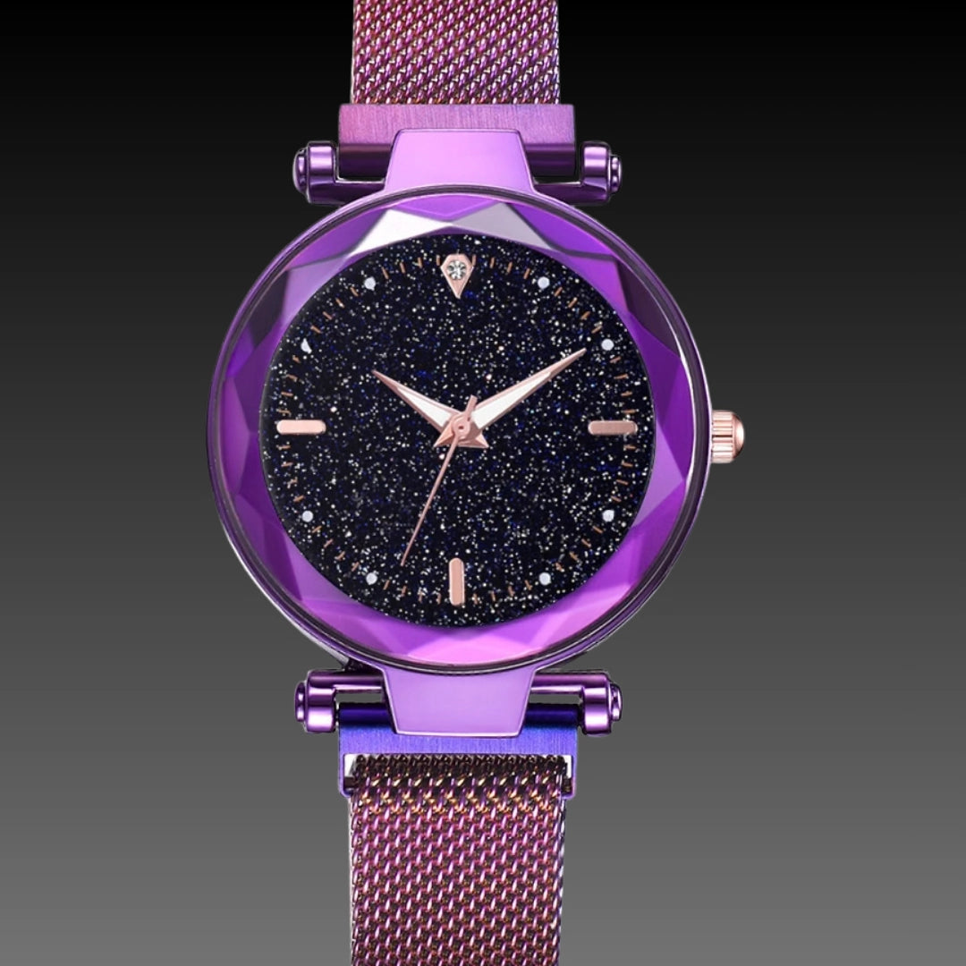 Ladies Magnetite Starry Sky Watch – Ultra-Slim Magnetic Mesh Quartz with Shimmering Dial