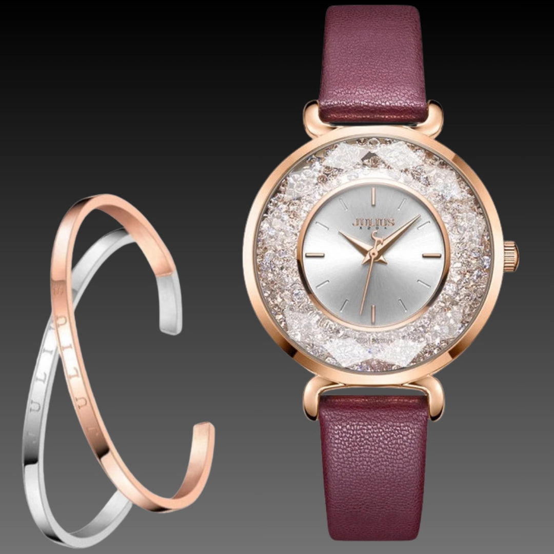 Vintage Forest Leather Watch: 42mm Statement Dial | 10mm Thickness | Nature-Inspired Quartz